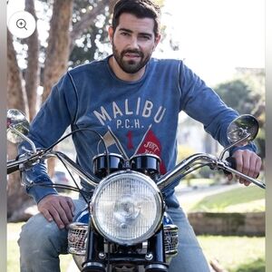 Heroes Motorcycles Blue Relaxed  Sweater Indigo "MALIBU" Small $179